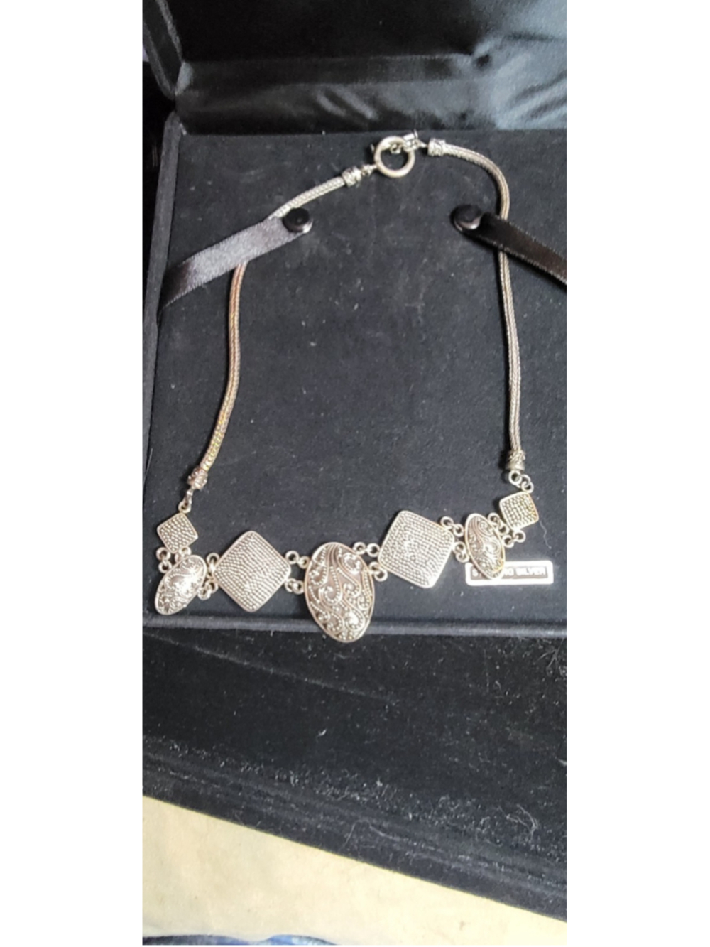 Sterling Silver Multi Panel Dangle Necklace Boho Artisan Statement 44.66g